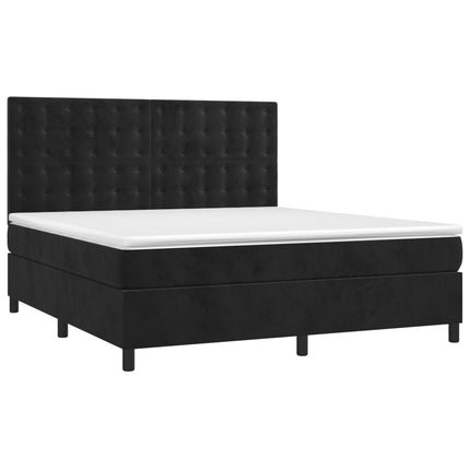 Giroletto a Molle con Materasso Nero 180x200 cm in Velluto