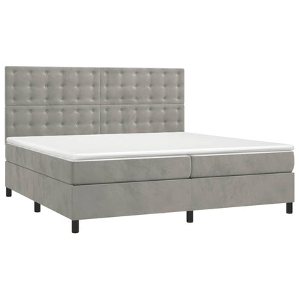 Giroletto a Molle con Materasso Grigio Chiaro 200x200cm Velluto