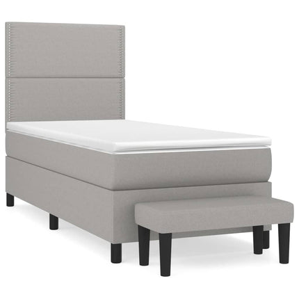Giroletto a Molle con Materasso Grigio Chiaro100x200 cm Tessuto