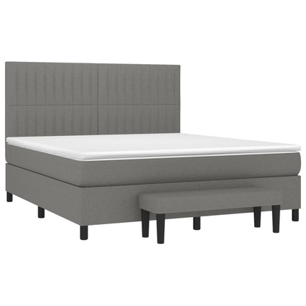 Giroletto a Molle con Materasso Grigio Scuro 160x200 cm Tessuto