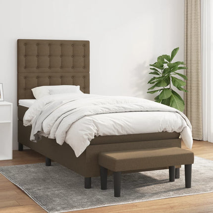 Giroletto a Molle con Materasso Marrone Scuro 80x200 cm Tessuto