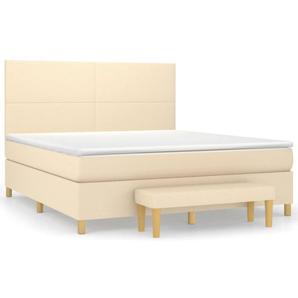 Giroletto a Molle con Materasso Crema 180x200 cm in Tessuto