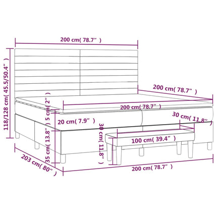 Giroletto a Molle con Materasso Blu 200x200 cm in Tessuto
