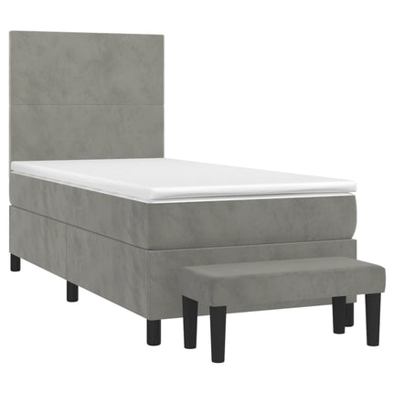 Giroletto a Molle con Materasso Grigio Chiaro 80x200 cm Velluto