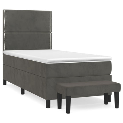 Giroletto a Molle con Materasso Grigio Scuro 100x200 cm Velluto
