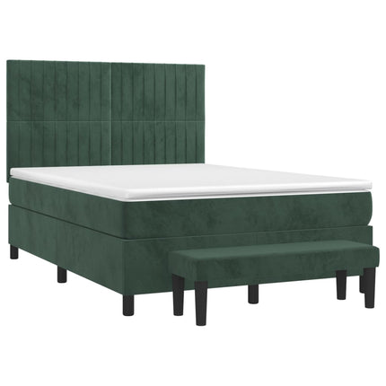 Giroletto a Molle con Materasso Verde Scuro 140x200 cm Velluto