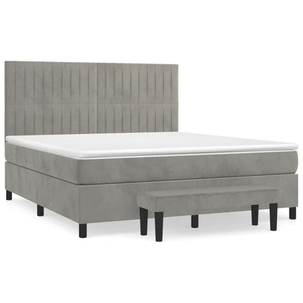 Giroletto a Molle con Materasso Grigio Chiaro 180x200cm Velluto