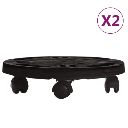 Carrelli per Piante con Ruote 2 pz Diametro 30 cm Neri 170 kg