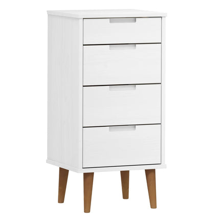 Cassettiera MOLDE Bianca 40x35x82 cm in Legno Massello di Pino