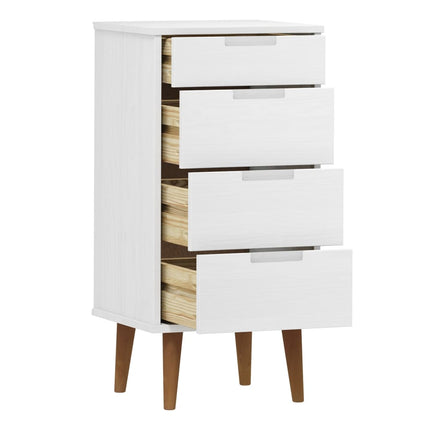 Cassettiera MOLDE Bianca 40x35x82 cm in Legno Massello di Pino