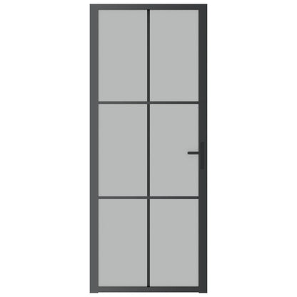 Porta Interna 83x201,5 cm Nero Opaco Vetro e Alluminio