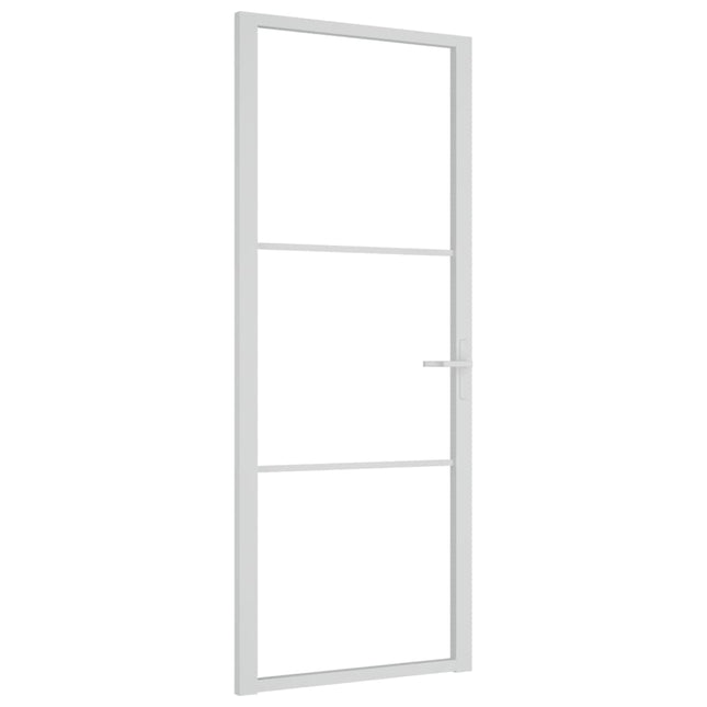 Porta Interna 83x201,5 cm Bianca in Vetro ESG e Alluminio