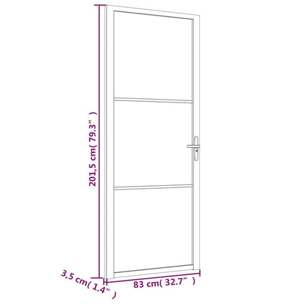 Porta Interna 83x201,5 cm Bianca in Vetro ESG e Alluminio