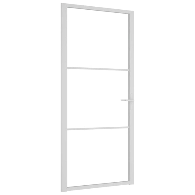 Porta Interna 93x201,5 cm Bianca in Vetro ESG e Alluminio