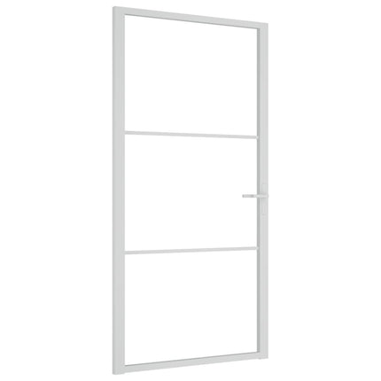 Porta Interna 102,5x201,5 cm Bianca in Vetro ESG e Alluminio
