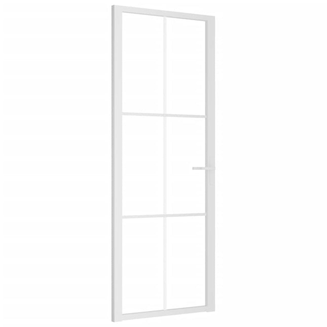 Porta Interna 76x201,5 cm Bianca in Vetro ESG e Alluminio