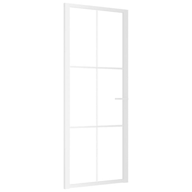 Porta Interna 83x201,5 cm Bianca in Vetro ESG e Alluminio