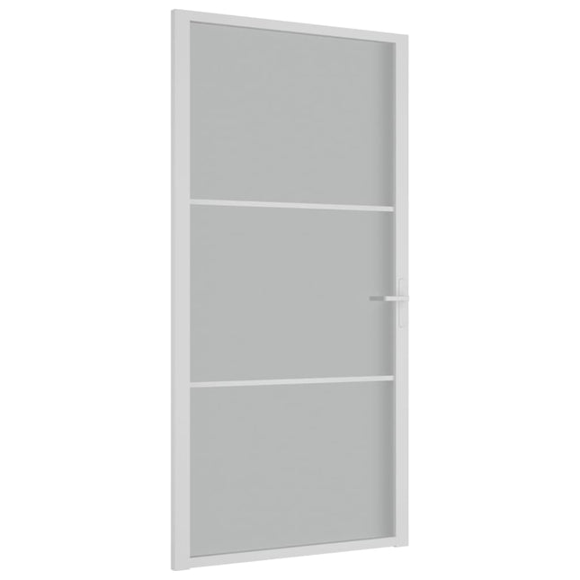 Porta Interna 102,5x201,5 cm Bianco Opaco in Vetro e Alluminio
