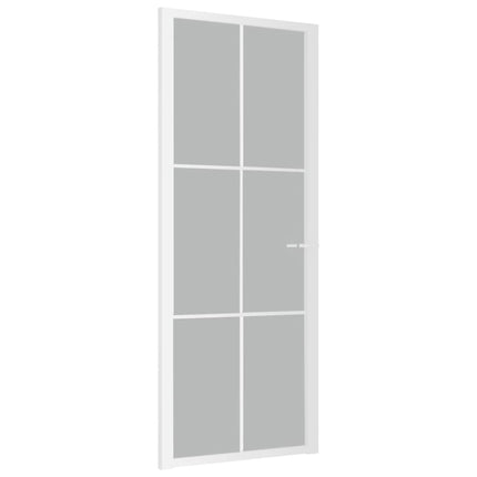 Porta Interna 83x201,5 cm Bianco Opaco Vetro e Alluminio