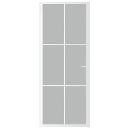 Porta Interna 83x201,5 cm Bianco Opaco Vetro e Alluminio