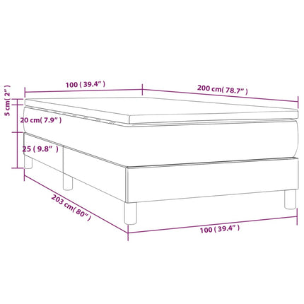 Giroletto a Molle con Materasso Grigio Scuro 100x200 cm Tessuto