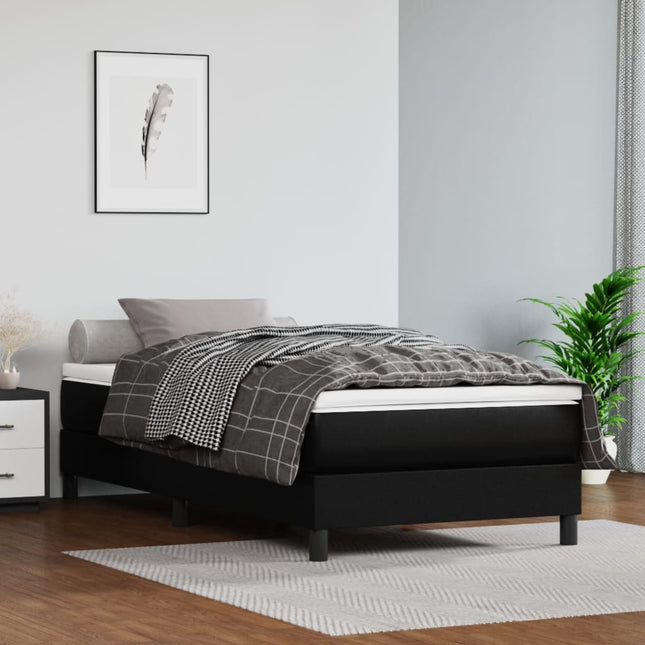 Giroletto a Molle con Materasso Nero 90x190 cm in Similpelle