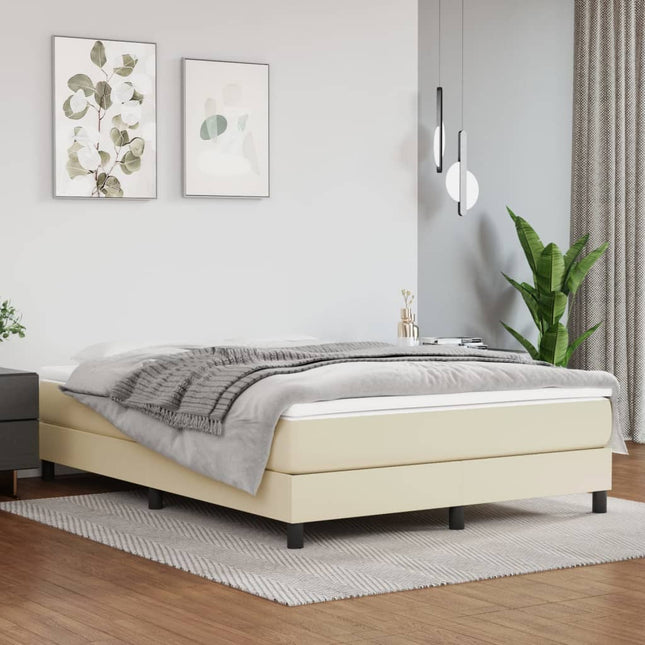 Giroletto a Molle con Materasso Crema 140x200 cm in Similpelle