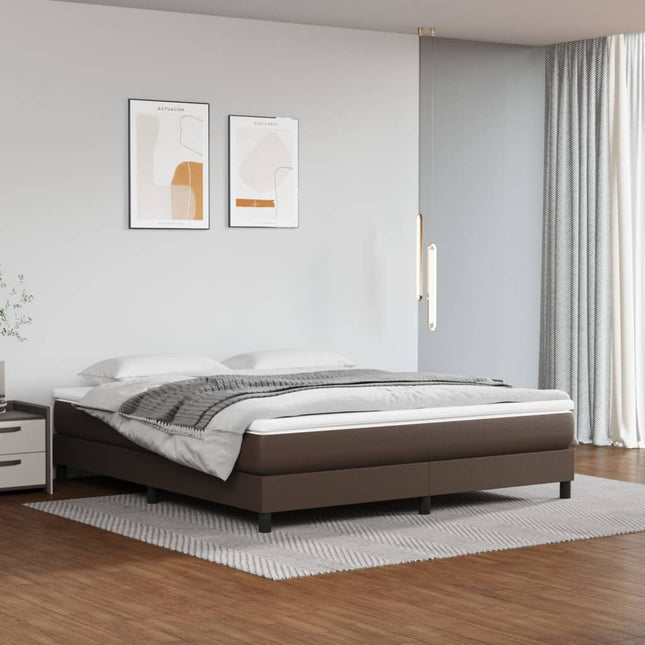 Giroletto a Molle con Materasso Marrone 180x200cm in Similpelle