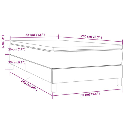 Giroletto a Molle con Materasso Blu Scuro 80x200 cm in Velluto