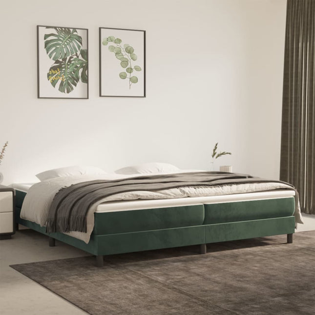 Giroletto a Molle con Materasso Verde Scuro 200x200 cm Velluto