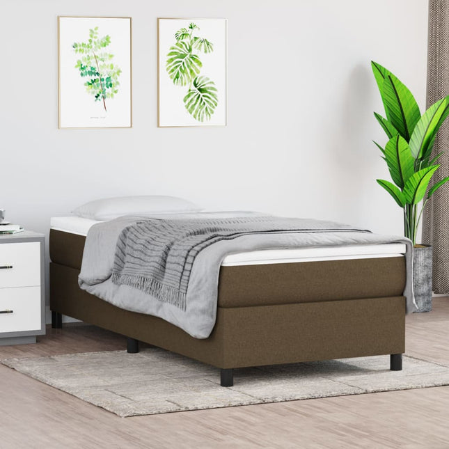 Giroletto a Molle con Materasso Marrone Scuro 80x200 cm Tessuto