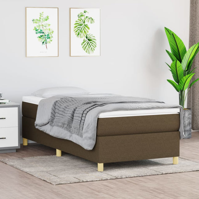 Giroletto a Molle con Materasso Marrone Scuro 80x200 cm Tessuto