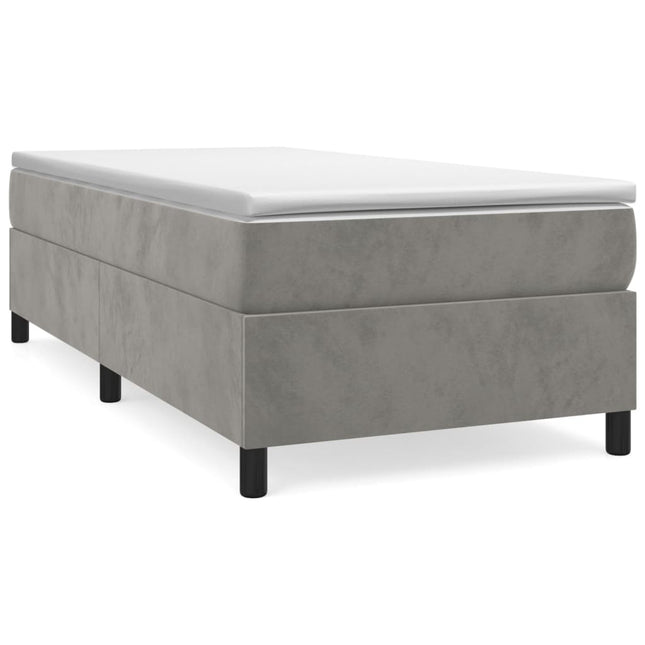 Giroletto a Molle con Materasso Grigio Chiaro 90x190 cm Velluto