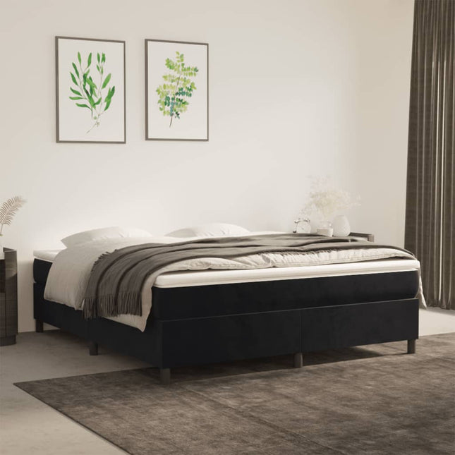 Giroletto a Molle con Materasso Nero 180x200 cm in Velluto