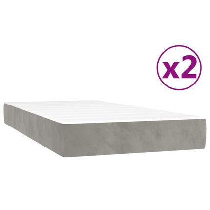 Giroletto a Molle con Materasso Grigio Chiaro 200x200cm Velluto