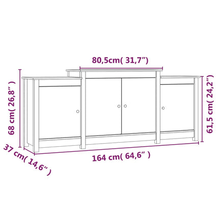 Credenza 164x37x68cm in Legno Massello di Pino