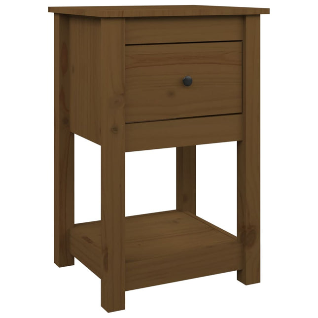 Comodino Marrone Ambra 40x35x61,5 cm in Legno Massello di Pino