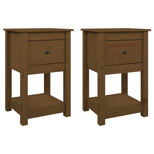 Comodini 2 pz Ambra 40x35x61,5 cm in Legno Massello di Pino