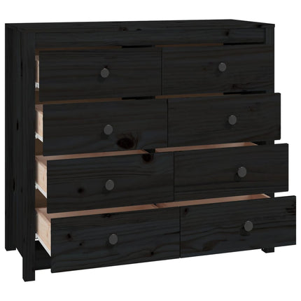 Armadietto Nero 100x40x90 cm in Legno Massello di Pino