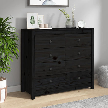 Armadietto Nero 100x40x90 cm in Legno Massello di Pino