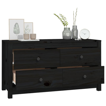 Armadietto Nero 100x40x54 cm in Legno Massello di Pino