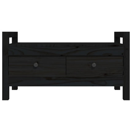 Panca da Ingresso Nero 80x40x43 cm in Legno Massello di Pino