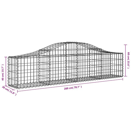 Cesti Gabbioni ad Arco 30 pz 200x30x40/60 cm Ferro Zincato