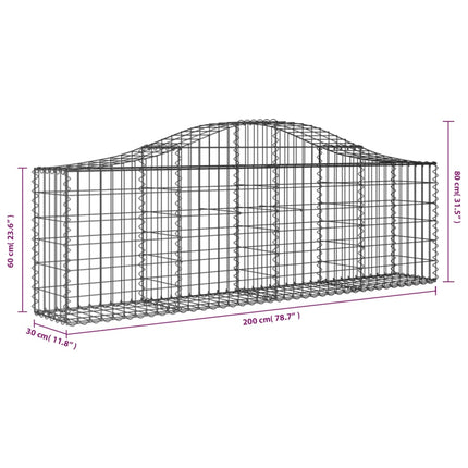 Cesti Gabbioni ad Arco 50 pz 200x30x60/80 cm Ferro Zincato