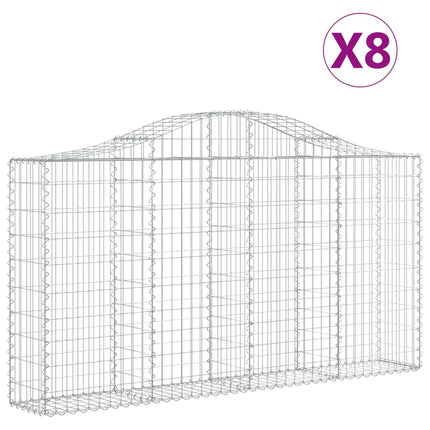 Cesti Gabbioni ad Arco 8 pz 200x30x100/120 cm Ferro Zincato