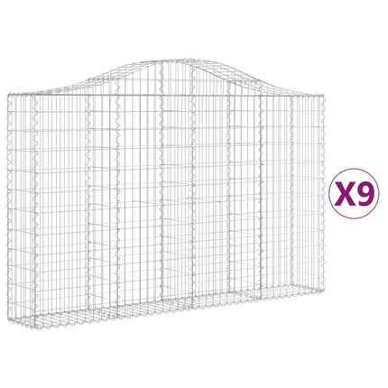 Cesti Gabbioni ad Arco 9 pz 200x30x120/140 cm Ferro Zincato