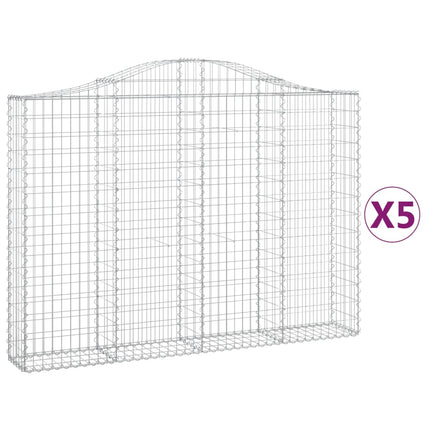 Cesti Gabbioni ad Arco 5 pz 200x30x140/160 cm Ferro Zincato