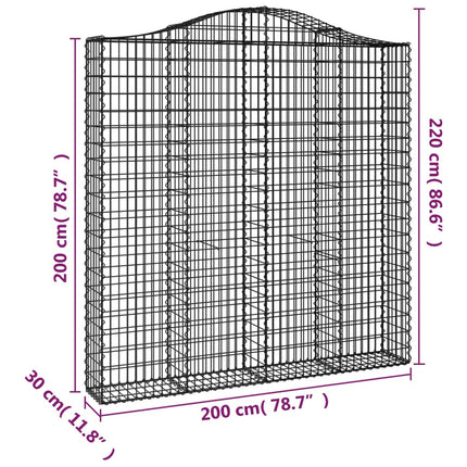 Cesti Gabbioni ad Arco 11 pz 200x30x200/220 cm Ferro Zincato