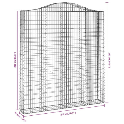 Cesti Gabbioni ad Arco 14 pz 200x30x220/240 cm Ferro Zincato