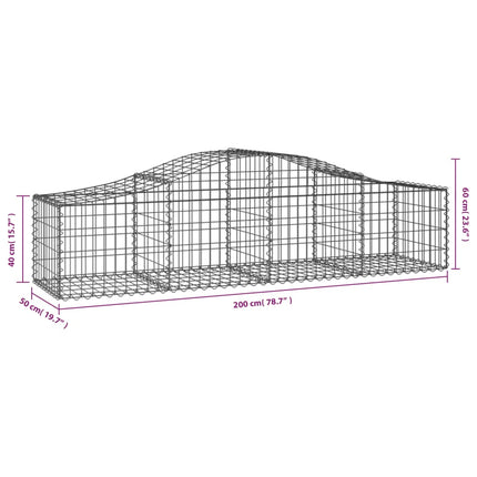 Cesti Gabbioni ad Arco 14 pz 200x50x40/60 cm Ferro Zincato
